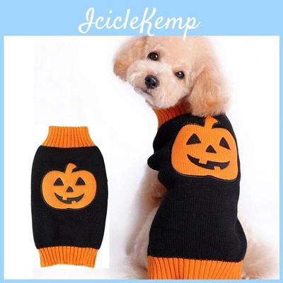 Warm And Soft Halloween Small Dog Clothes Pumpkin Pet Sweater For Puppies