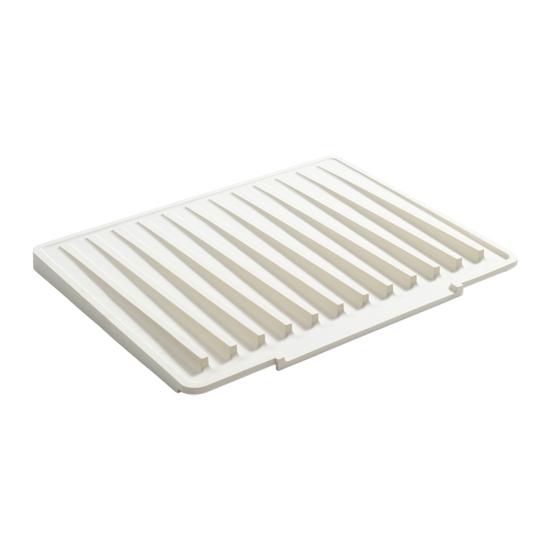 

Sink Drain Mat Non-Slip Surface Large Size Thick Silicone Heat Resistant Flexible Cutlery Holder with Slope Drainage Design 40cm бежевий