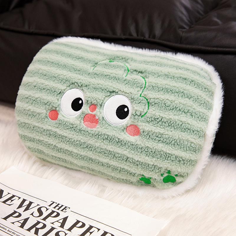 

Мультяшная подушка-грелка для рук с большими глазами - Уютная зимняя подушка для сна для студентов и офиса 35x25cm (0.23kg) зелёный