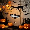 Gothic Home Accents Halloween Ghost Swing Bat WELCOME Wind Chime, Bell Door Decoration with Vintage Copper Dead Tree Silhouette Bells, Rustic