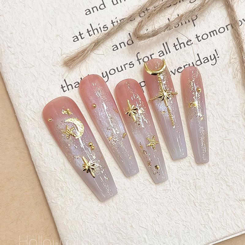 1Pcs Alloy Star/Moon 3D Nail Art Charms Gold Flatback Love/Cross/Geometric Nails Decorations Manicure Supplies