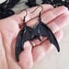 Gothic Punk Large Black Vampire Bat Wings Dangle Earrings for Women Men Hallowmas Party Demon Slayer Personality Jewelry Gifts