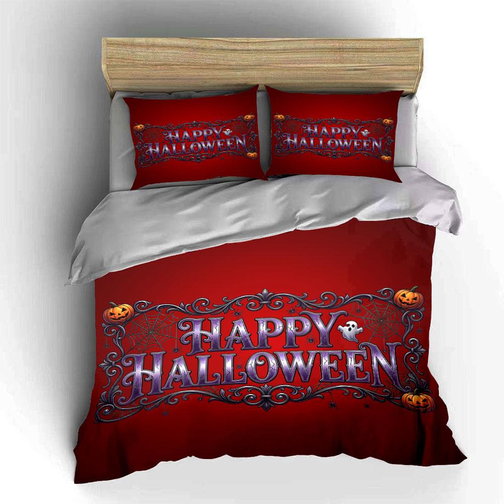 Happy Halloween Pumpkin Design Bedding Duvet Cover Set Duvet Cover Pillowcases (1*Duvet Cover 2*Pillowcases, without duvet insert)