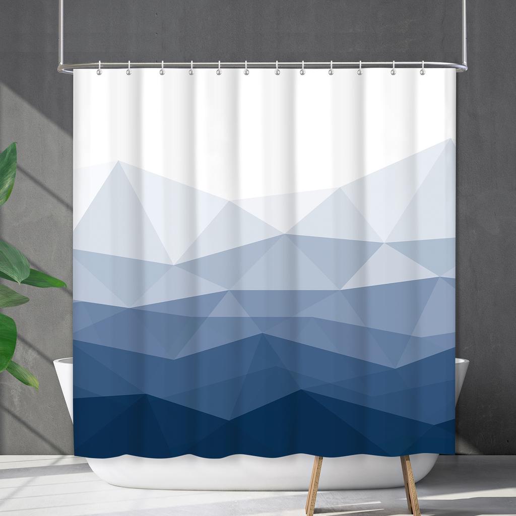 Shower Curtain Waterproof And Mildew-Proof Line Lattice Bathroom Striped Bathroom Curtain Shower Curtain Partition Curtain Free Of Punching