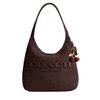 Coach Brown Woven Large Hobo Shoulder Bag with Embossed Logo for Daily Use