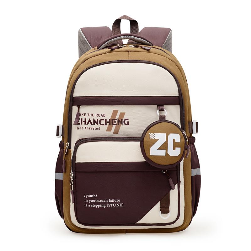 

primary and secondary school student backpack, lightweight burden reduction, high-value backpack, Korean version of fashionable campus backpack хаки