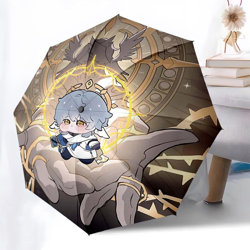 1pc Outdoor Umbrella with Cute Anime Character Design - Automatic Opening/Closing, Portable 3-Fold Design, 8-Rib Iron Frame - Perfect Gift for Fa