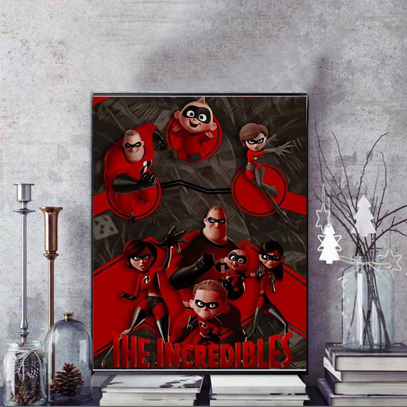Disney Diamond Painting The Incredibles Family Group Poster Cute Cartoon Cross Stitch Set Creative Sewing Mosaic 5D DIY Home Decor