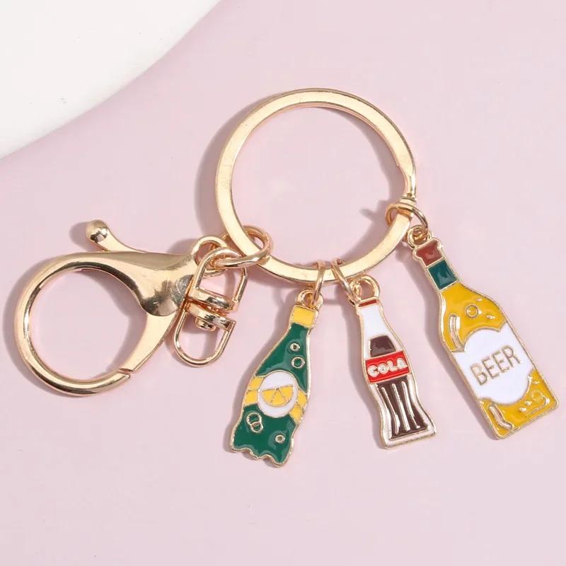 Red Wine and Beer Keychain Pendant Keyrings gift Men and Women's Bags Cartoon Small Gift Keyrings Pendant