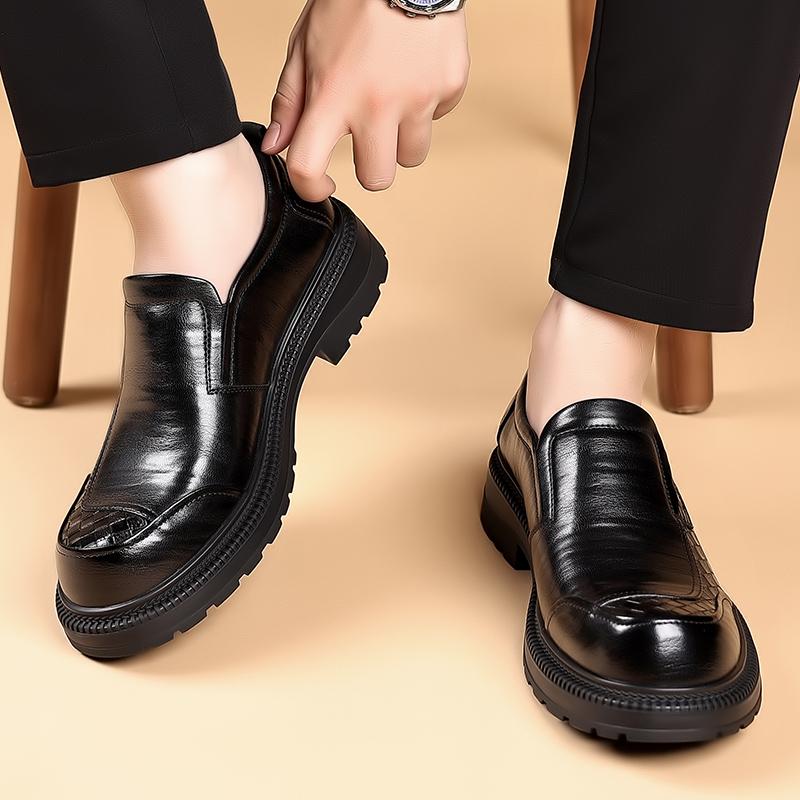 Slip On Business Men'S Leather Shoes Gentleman British Style Daily Office And Work Adult Luxury Shoes Black Classic