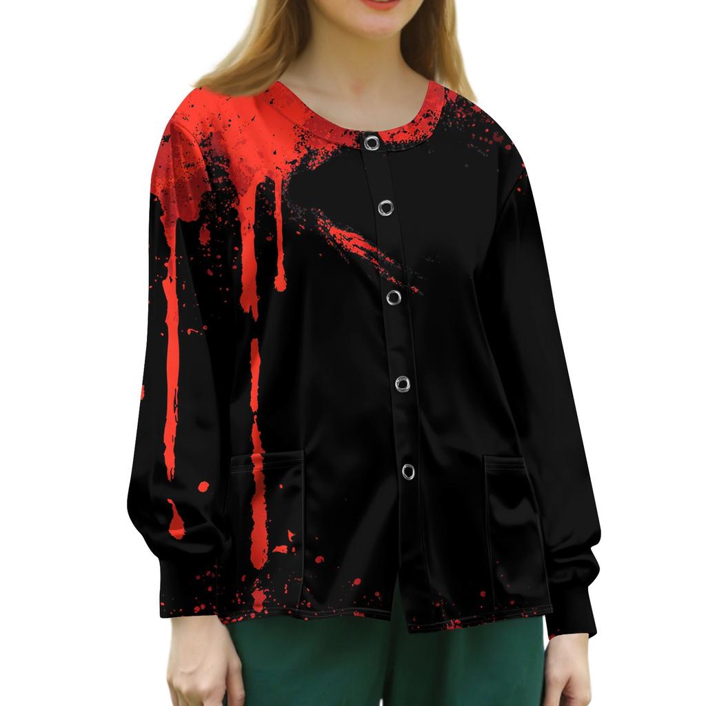 Women's Casual Long Sleeve Single Breasted  Printed Dry-nurse Top