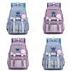 Cute Girl Backpack For School With Stitch Print And Checkered Patchwork Design For Middle School Students