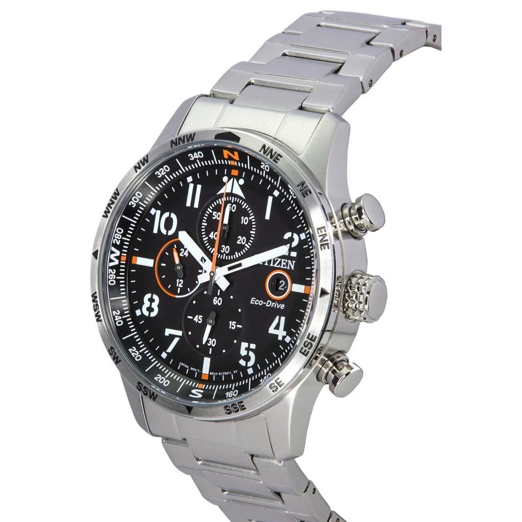 Citizen Eco-Drive Chronograph Edelstahl schwarzes Zifferblatt CA0790-83E 100M Herrenuhr