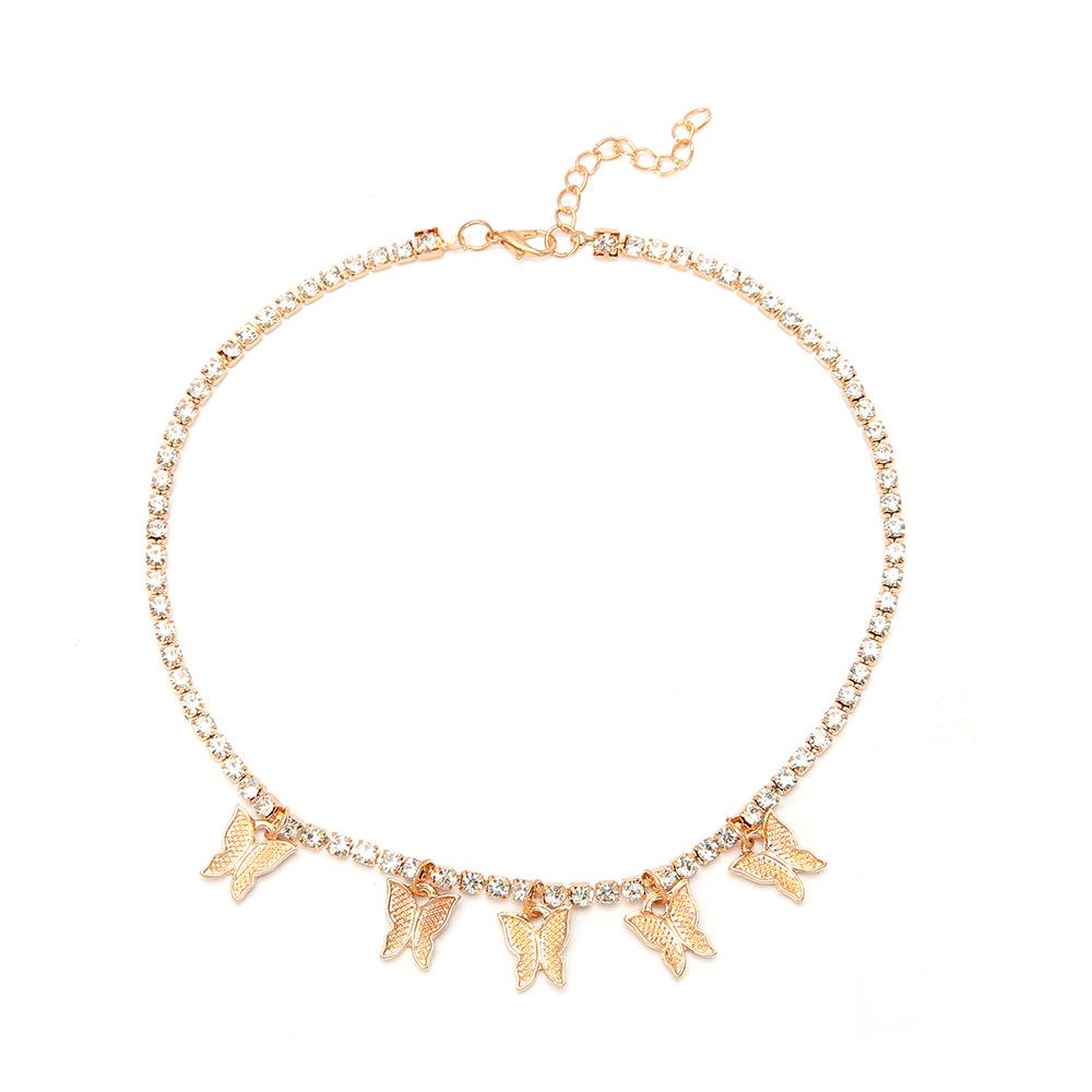 Elegant Rhinestone Butterfly Pendant Women's Necklace