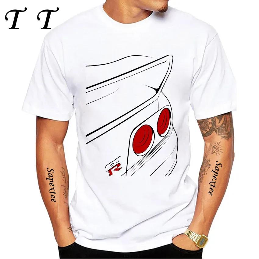 New Summer Men Short Sleeve JDM Legend NISSIA Skyline R34 R33 GTR Evolution Car Print TShirt Boy Casual Tops Fashion White Tees