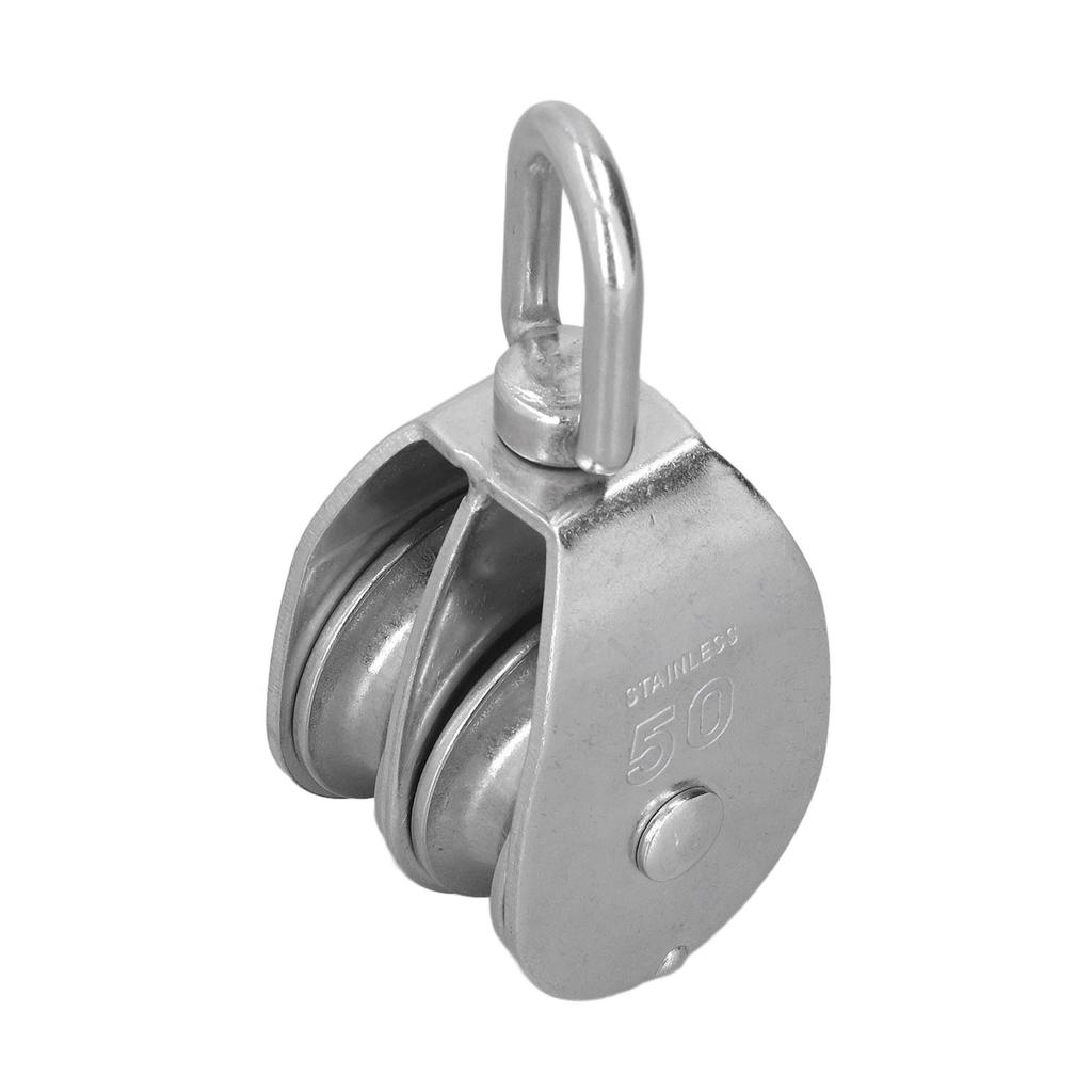 50mm 2.0in Marine Pulley Double Roller 400kg Loading 304 Stainless Steel Heavy Duty for Yachts Boats