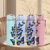 1PC Rainbow Butterfly Art Pattern 750ml Color Plastic Sports Water Bottle Leakproof Flip Straw Lid Suitable for Sports Office Home Use