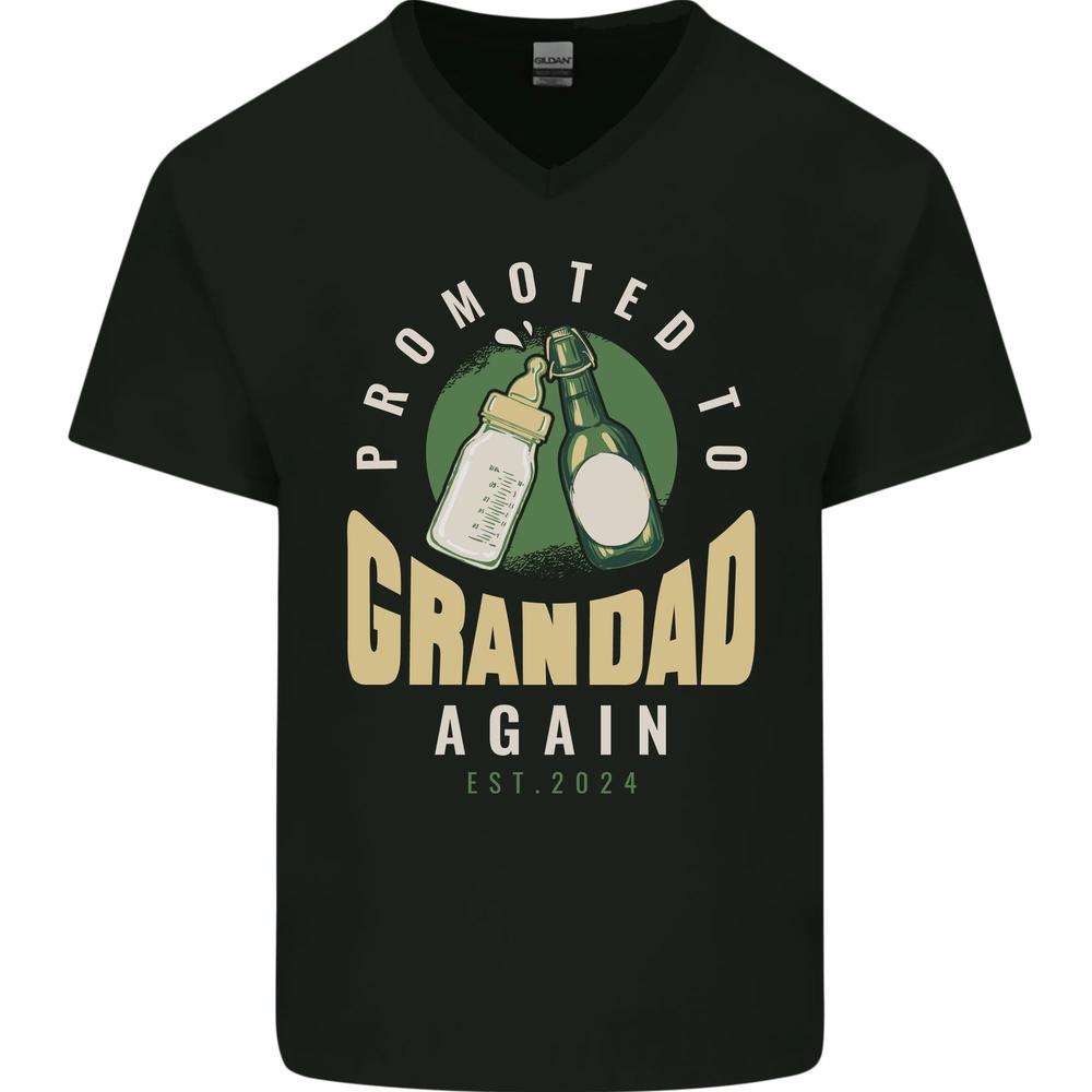 Promoted to Grandad Est. 2026 Mens VNeck Cotton T-shirt S