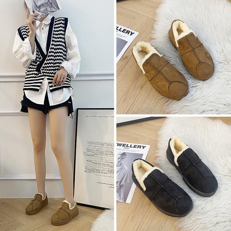 Snow boots women's winter short boots velvet women's boots thermal shoes casual lazy flat cotton shoes women