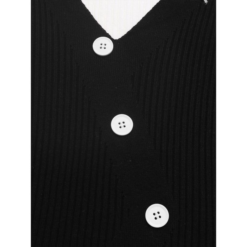 YYFS Dámské módní ležérní podzimní zimní svetry s barevným blokovým potiskem, dlouhým rukávem a výstřihem do V