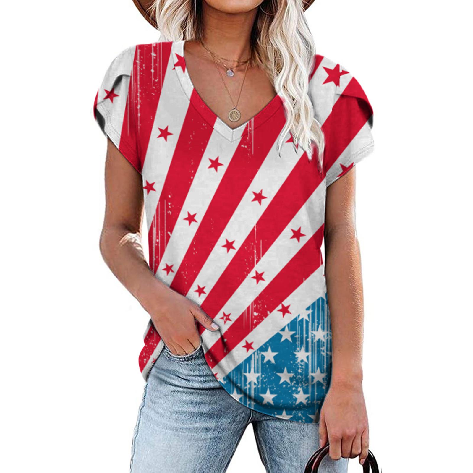 

(SU)Женская футболка с короткими рукавами и короткими рукавами с цифровым принтом и v-образным вырезом