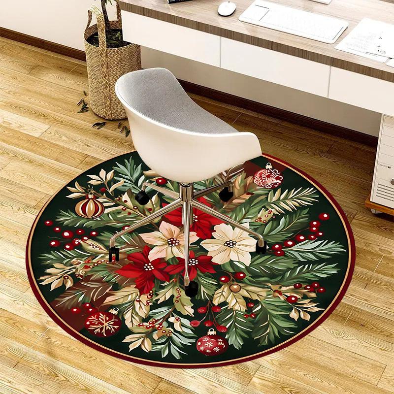 1pc Office Carpet Chair Mats Christmas Floral Arrangement Perfect for Decorating Office Chairs, Living Rooms, Or Bedrooms