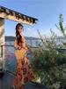 French Retro Orange V-neck Printed Suspender Dress for Women's Summer New Seaside Vacation Super Good-looking Temperament Dress