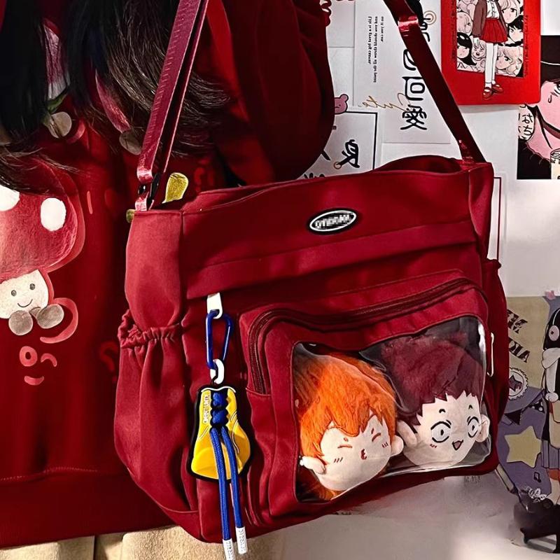 

Студенческая сумка-тоут большой емкости, простая сумка через плечо, прозрачная, симпатичная, базовая сумка для боли One Size красный