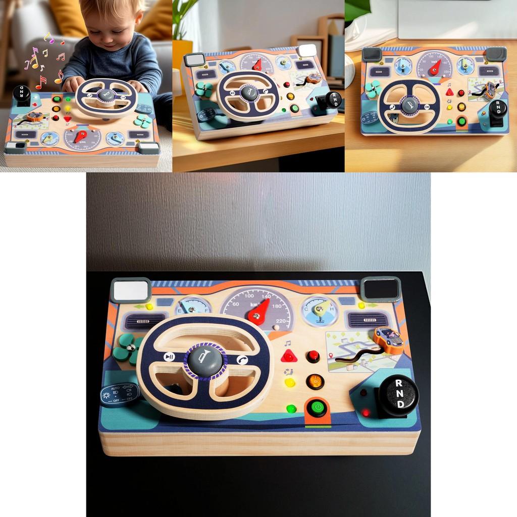 Beschäftigungsbrett Spielzeug für Kinder mit Holzlenkrad Lern-Spielset für die Früherziehung