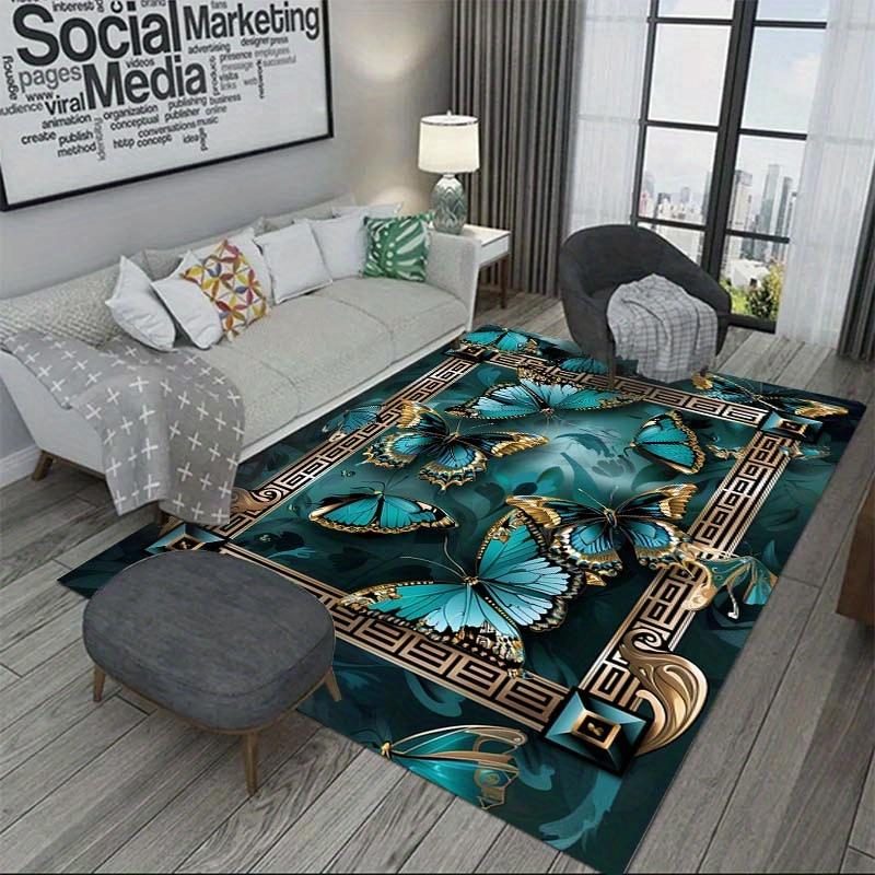 Schmetterlings Teppich Samt Flanell Bedruckte Bodenmatte Elegantes Design Dekorteppich Eingangsbereich Heimdekoration