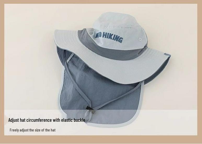 Children's Unisex Wide Brim Sun Hat with Shawl - Spring & Summer Korean Style