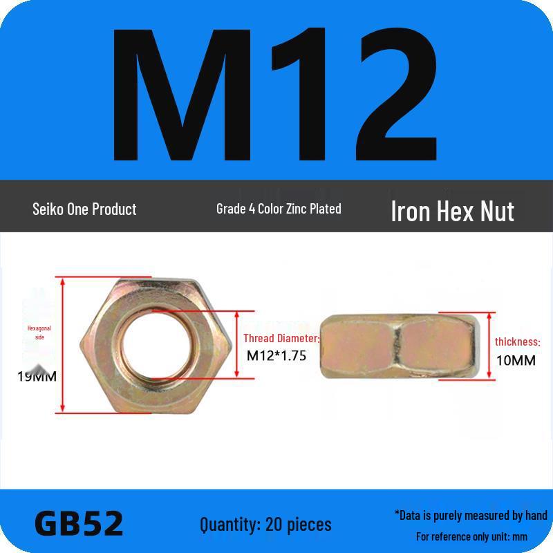 Black Galvanized Nickel-Plated Iron Hex Nut Screw Cap, GB Grades 4.8/8.8/12.9, Sizes M4/M5/M6/M8