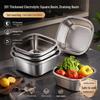 Extra Thick Double-Layer Stainless Steel Square Basin for Vegetable, Fruit, & Rice Washing
