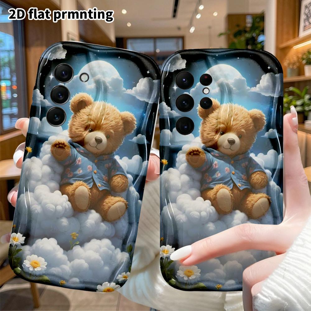 Phone case: 2D flat, suitable for Samsung Galaxy A34 A35 M05 M06 S20 S22 S21 FE Plus 5G protective case, brown teddy bear, perfect Christmas and Hallo