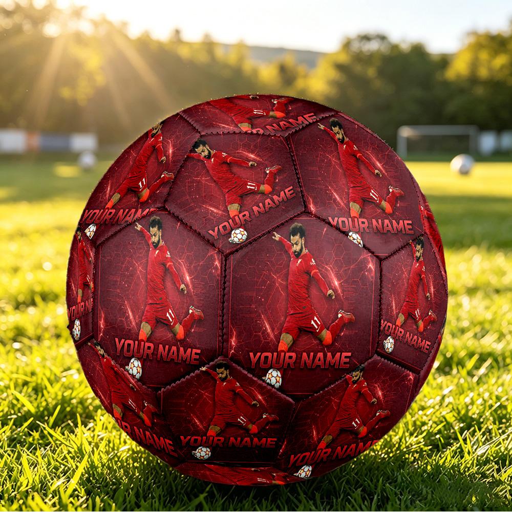 Personalized Size 5 Football Mohamed Salah Pattern Outdoor Game Sports Ball Gift