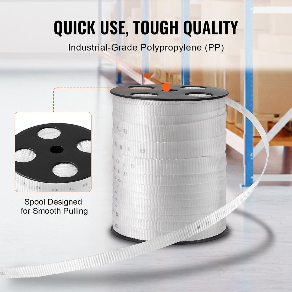 Polyester Pull Tape, 3/4" x 265' Mule Tape Flat Rope, 2500 lbf Tensile Capacity, Printed Webbing Cable Pulling Tape for Packaging, Gardening,