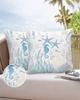 Marine Coral Shell Starfish 2/4PCS Outdoor Garden Chair Waterproof Cushion Cover Modern Home Decor 45/50/60cm Pillow Case