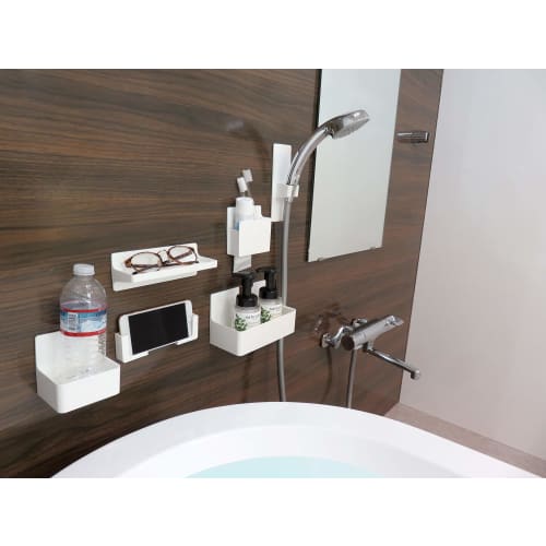 Towa Sangyo Bathroom Rack, White, Approx. 28.3 x 9.4 x 11.2 cm, Magnetic SQ, Bath Pocket, Wide, 39208