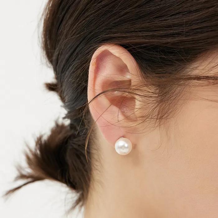 [925 silver] Pureline White pearl earrings 10mm (White) BH6E49641W9XXX
