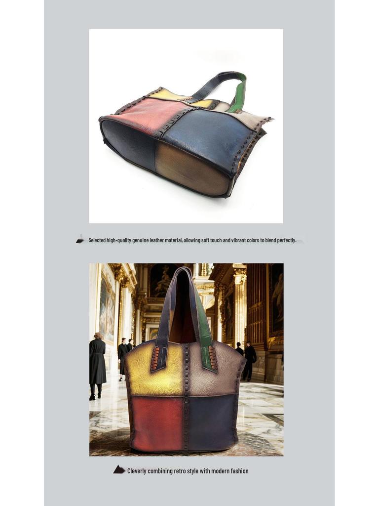Large Capacity Cowhide Tote: European & American Soft Leather Women's Handbag, Fashionable Single Shoulder Commuter Bag