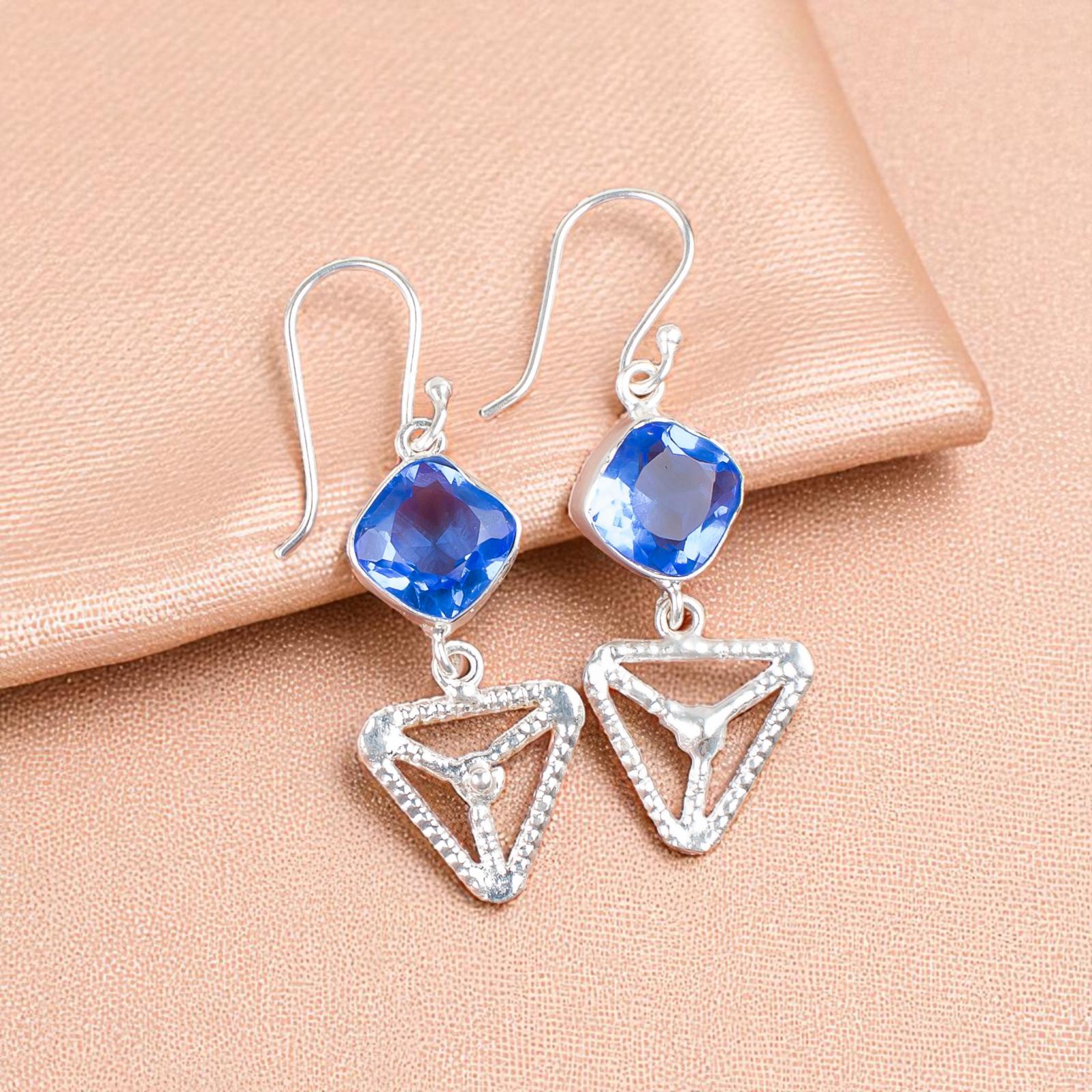 

Tanzanite Gemstone 925 Sterling Silver Jewelry Handmade Earrings 2.00 For Gift EE-45-6