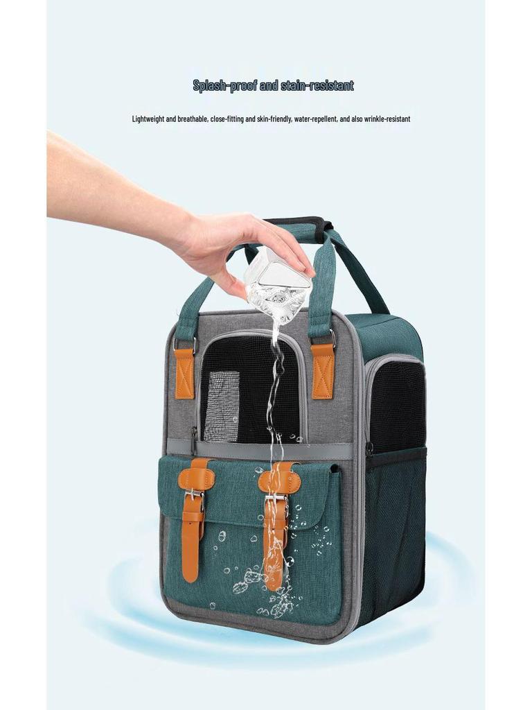 Large Capacity Portable Pet Backpack - Breathable, Foldable Double-Shoulder Bag for Cats and Dogs