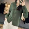 Fashion Casual Stand-up Collar Jacket Women's New Knitted Sweater Double Zipper Cardigan Sweater Top Base
