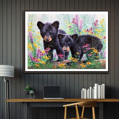 Pintura de Diamantes 5D DIY Oso en el Jardín Set de Punto de Cruz Bordado Completo con Diamantes Mosaico Artístico Imagen de Pedrería Decoración Regalo