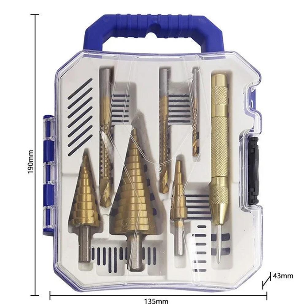 

Набор из 7 ступенчатых сверл, сверл по металлу, 3 6 8 мм, фреза для отверстий в металле и дереве, кернер, титановая фреза 4-12 4-20 4-32 мм Round
