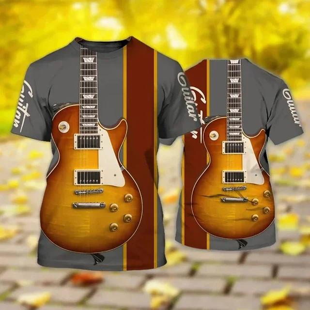 Gibson Guitar Men's T-shirts Electric Guitarist Rockeras Tees Musical School Design 3d Print Clothing Women's Custom Name