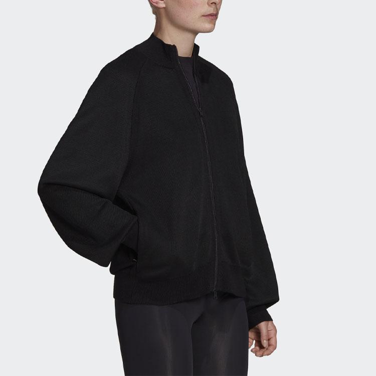 Y-3 SS22 Solid Color Zip-Up Crew Neck Sweater Women sweater Black FM1158