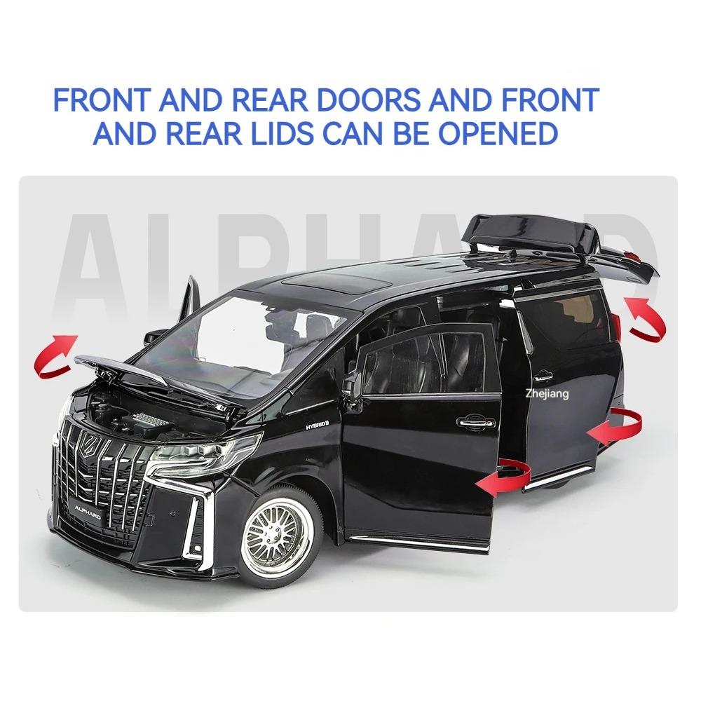1/18 Scale Toyota Alphard MPV Large Size Alloy Car Model Diecast Metal Toy Vehicles Car Model Simulation Sound and Light Children Gift