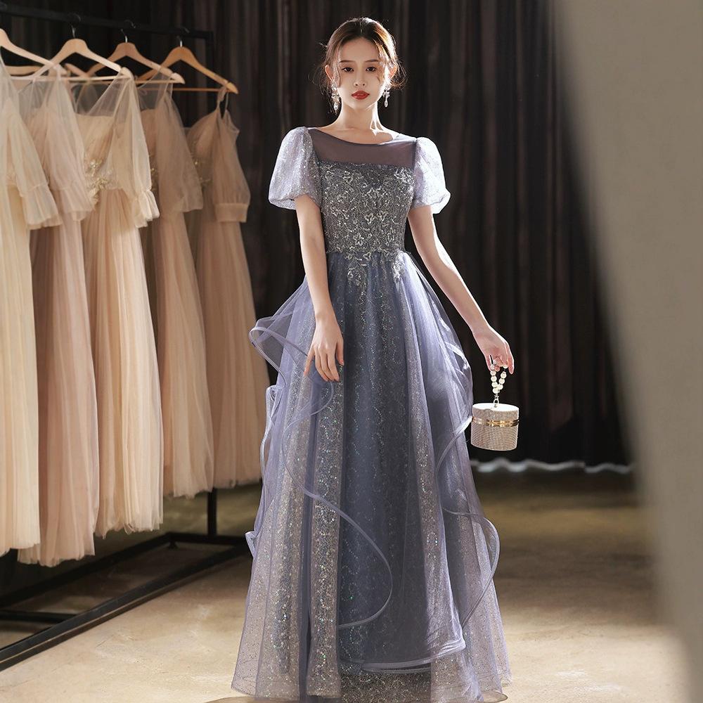 Abendkleid Kleid leichter Luxus Nische flüchtige Prinzessinnenkleid 1011 neu Sommer Bankett Temperament Französisch Jahrestreffen Abendkleid