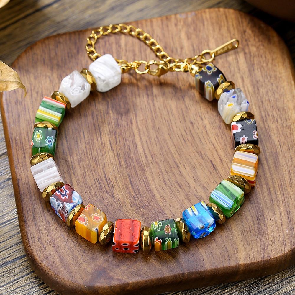 Gioielli fatti a mano in Vetro di Murano Millefiori con Stile Geometrico per Regalo, Viaggio, Occasione
